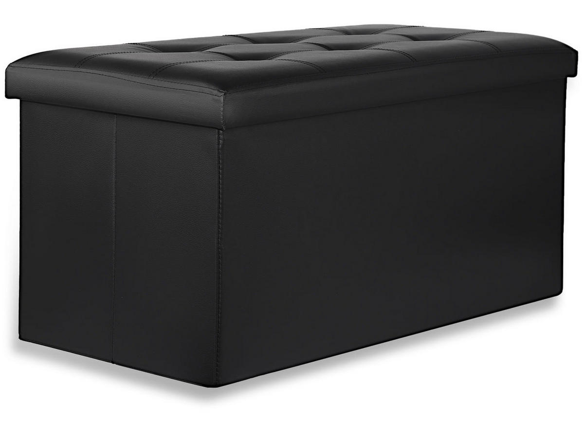 SITZBOX Ravello XXL mit Knöpfen Schwarz Ökoleder - Schwarz, Textil (80/40/40cm) - Komodee