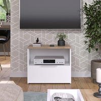 LOWBOARD Wido Weiß/Sonoma 60 x 50 cm mit Schublade - Weiß, Holzwerkstoff (60/50/40cm) - Vicco