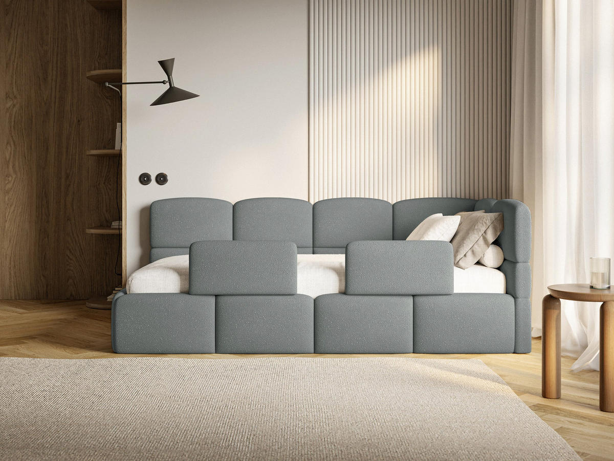 KINDERBETT Cloudy Dunkelgrau 120 cm, Chenille - Dunkelgrau/Schwarz, Kunststoff/Textil (120/200cm) - Selsey
