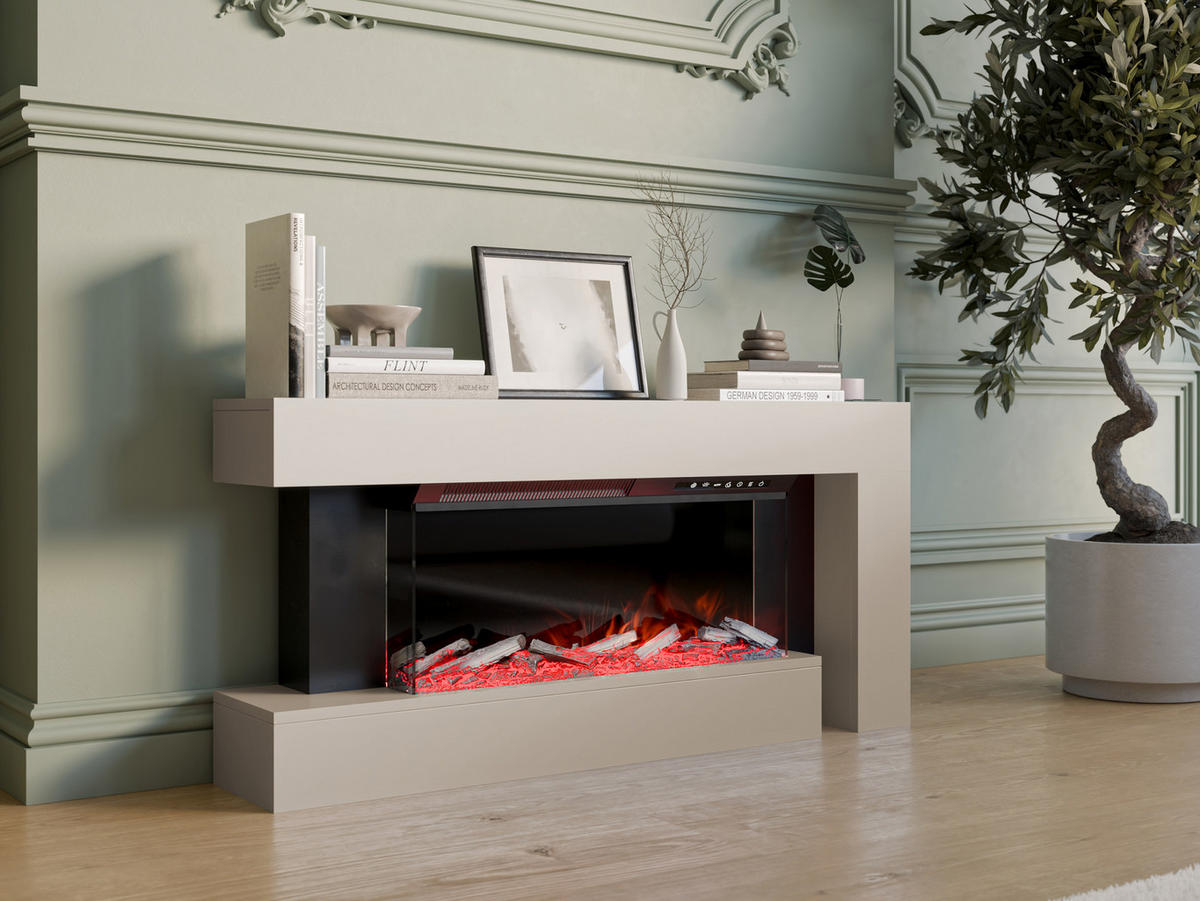 KOMMODE Haga mit Kamin - Kaschmir, Holzwerkstoff (120/56/24cm) - MIRJAN24