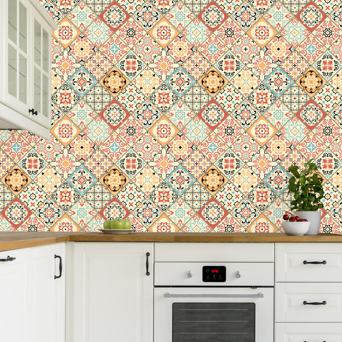 VLIESTAPETE Orientalische Fliesenmosaik-Optik – Bunt – 50x1000 cm - Multicolor, Papier (50/1000cm) - Muralo