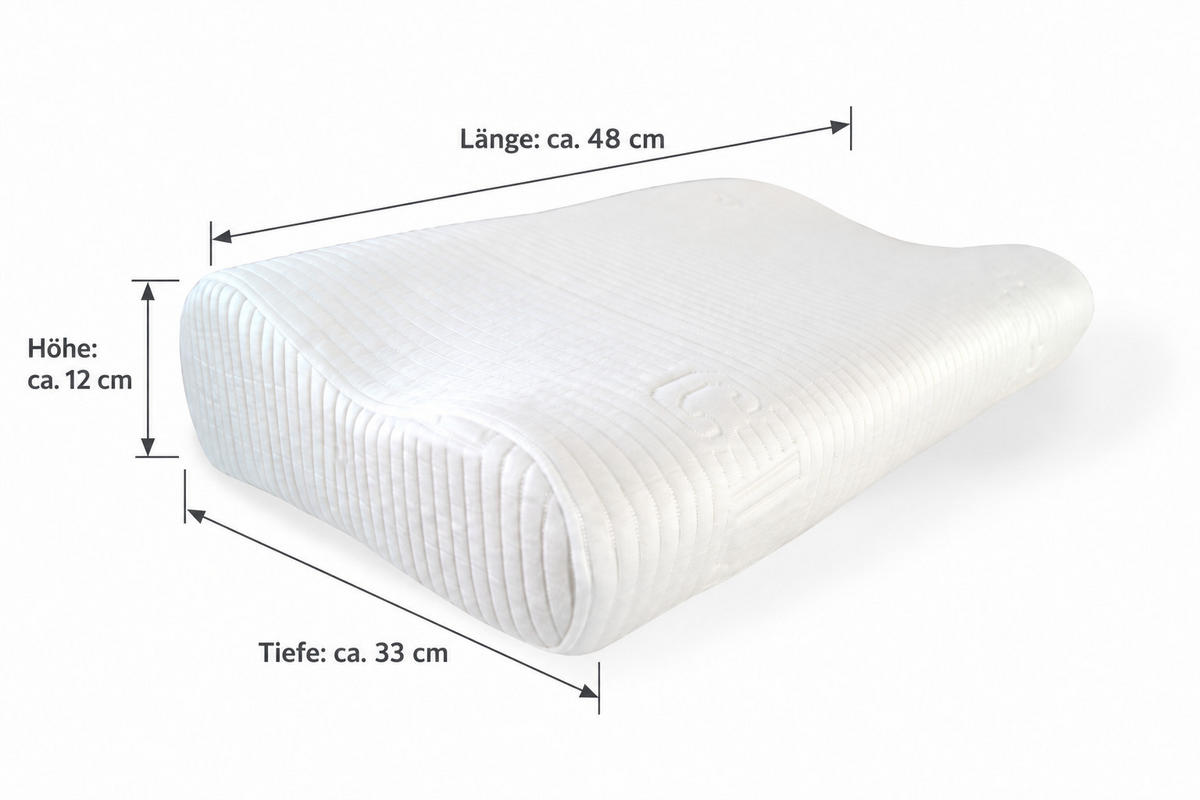NACKENSTÜTZKISSEN MEDICO 48x33 cm Memory Foam ergonomisch mit waschbarem Bezug - Weiß, Textil (48/33cm)