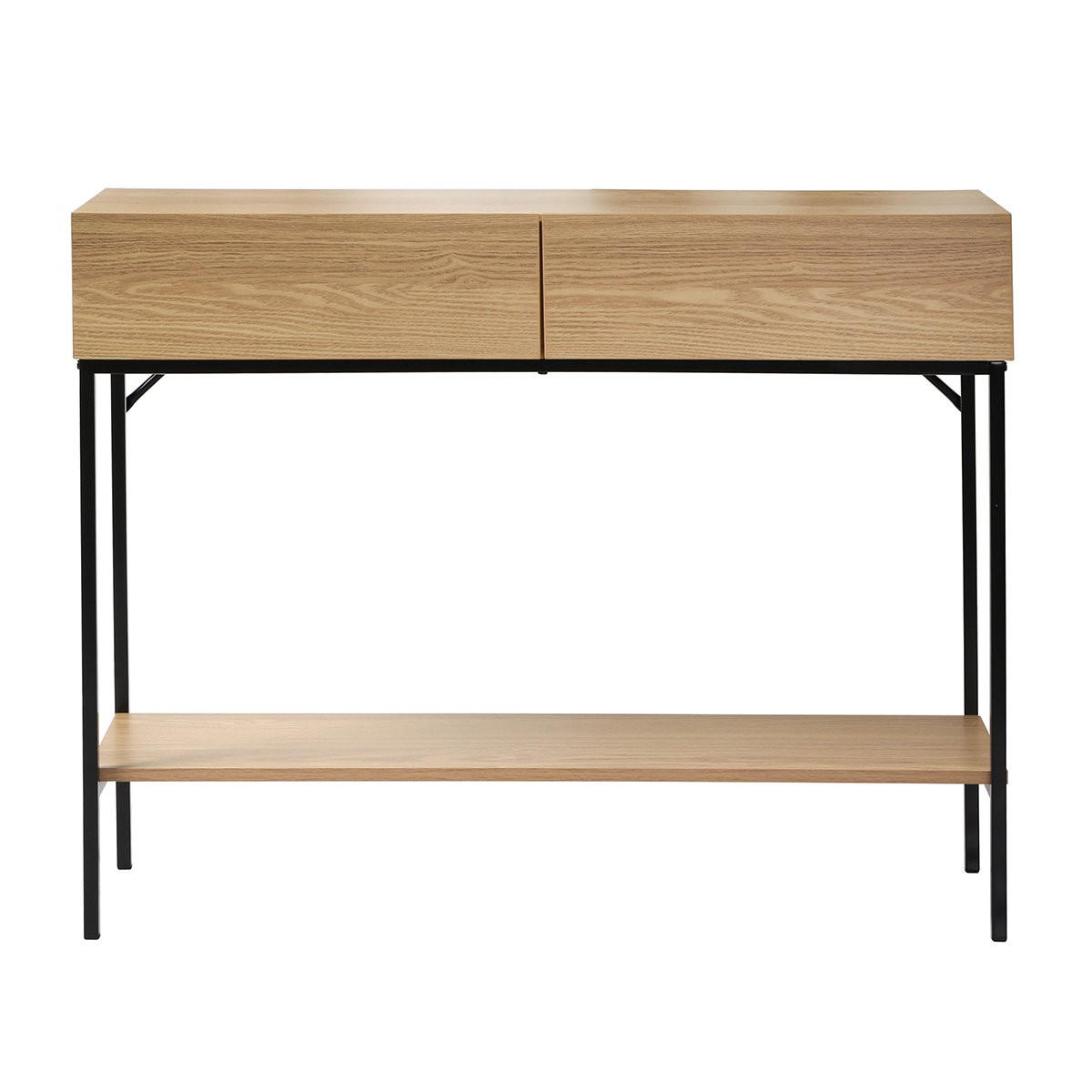 KONSOLE mit 2 Schubladen und 1 Regalboden in Eichenoptik - L100cm - Apfelbaumfarben, Holzwerkstoff (100/35/81cm) - Calicosy