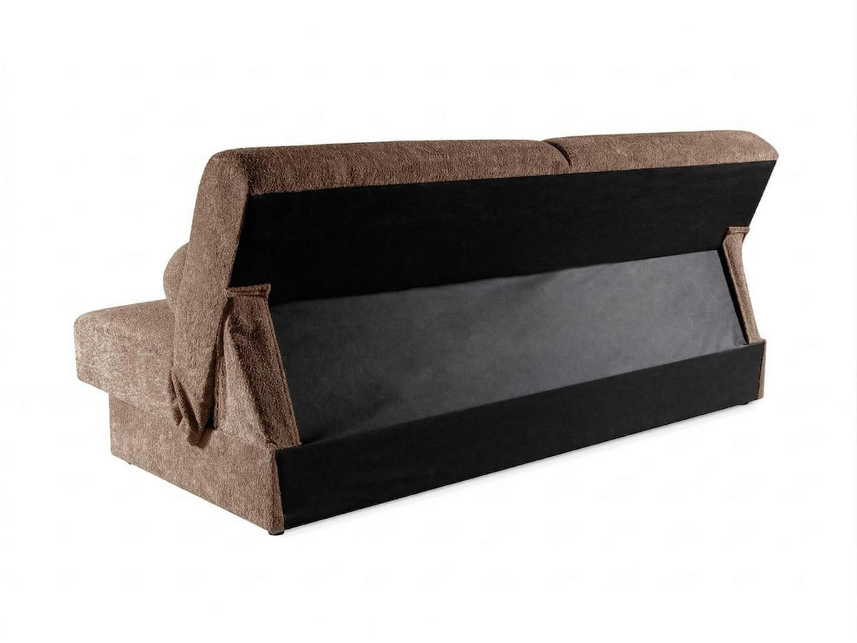 SOFA Berg Braun, mit Schlaffunktion und Bettkasten - Braun, Holzwerkstoff (199/91/91cm)