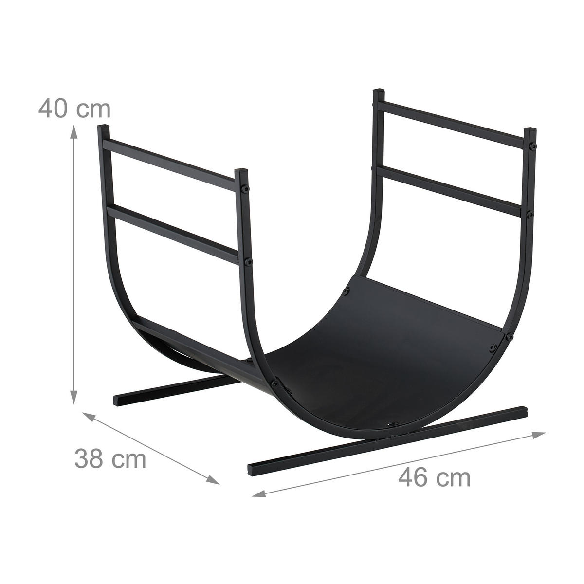 KAMINHOLZREGAL - Schwarz, Metall (46/40/38cm) - Relaxdays