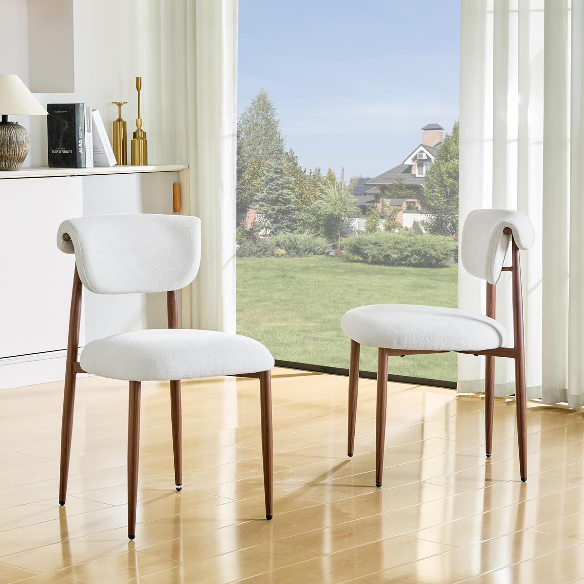 ESSZIMMERSTUHL 2er-Set mit Polsterung und Rückenlehne - Weiß, Textil (48/83/58.5cm)