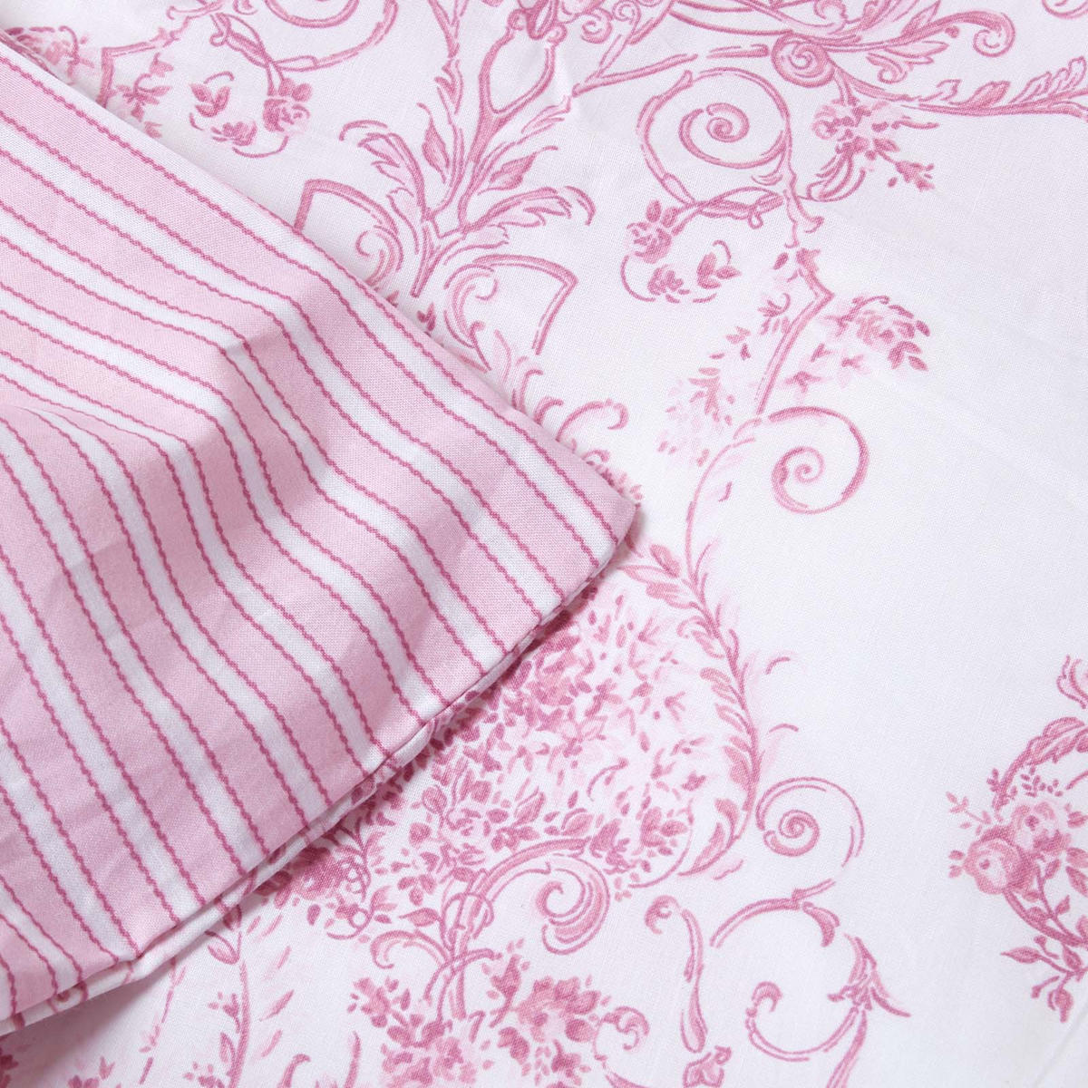 WENDEBETTWÄSCHE Toile-De-Jouy - Rosa, Textil (135/200cm) - Homescapes
