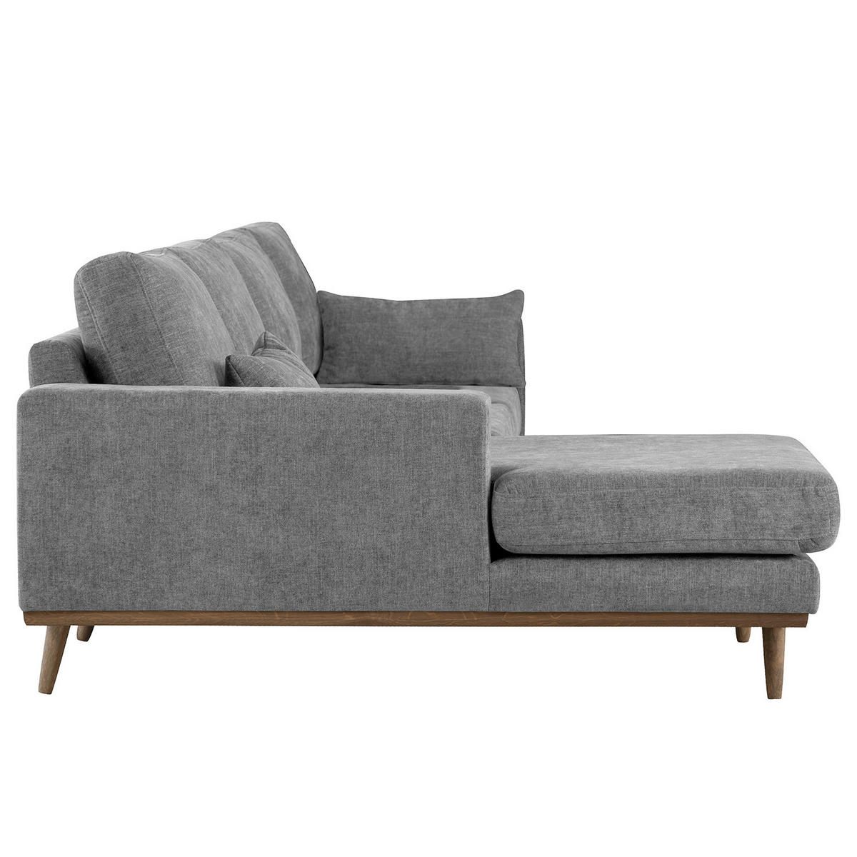 ECKSOFA mit Longchair - Eichefarben/Dunkelgrau, Eichenholz/Textil (281/153cm) - home24