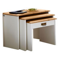 SATZTISCH Novara 3-tlg - Weiß/Braun, Holz (120/65/55cm) - Casamia Massive Möbel