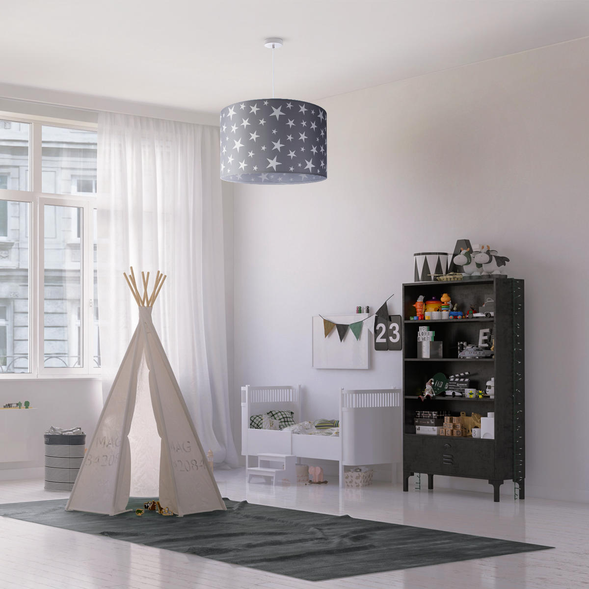 PENDELLEUCHTE Hugo Pd1 Cap 315 - Weiß, Metall (45.5/45.5/27.4cm) - Paco Home