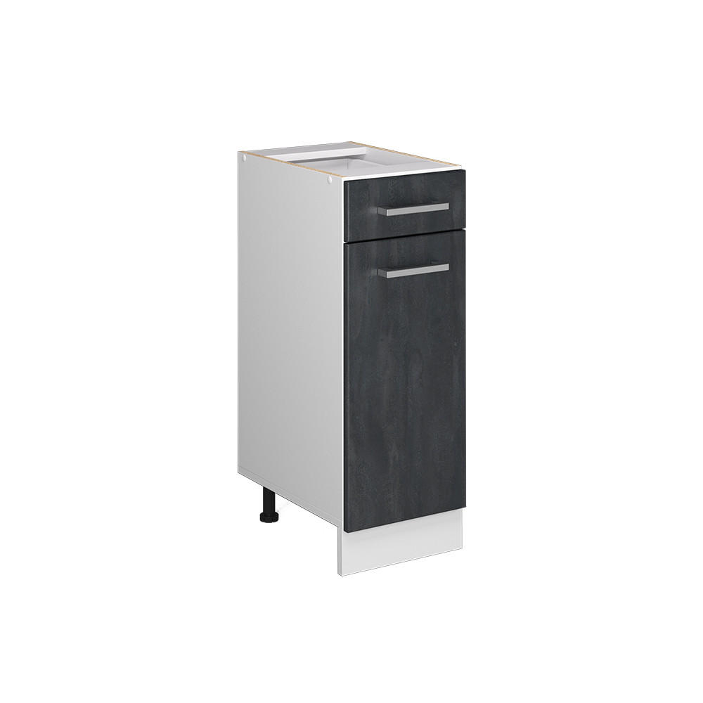 KÜCHENUNTERSCHRANK R-Line Schwarz Beton 30 cm ohne Arbeitsplatte - Schwarz/Weiß, Holzwerkstoff (30/81.6/46cm) - Vicco