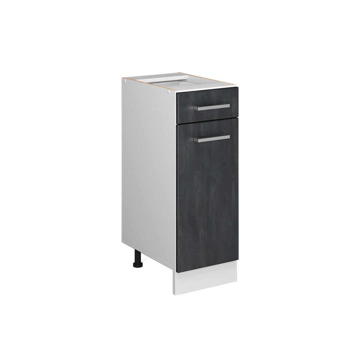 KÜCHENUNTERSCHRANK R-Line Schwarz Beton 30 cm ohne Arbeitsplatte - Schwarz/Weiß, Holzwerkstoff (30/81.6/46cm) - Vicco