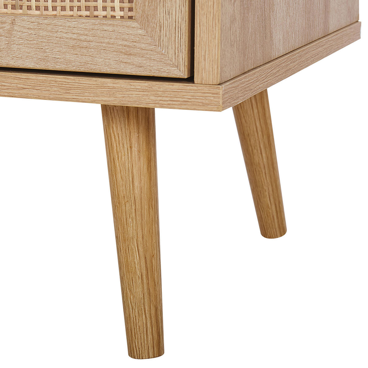 KOMMODE 3 Schubladen Rattan heller Holzfarbton Ponca - Hellbraun/Schwarz, Holzwerkstoff (90/79/40cm) - Beliani