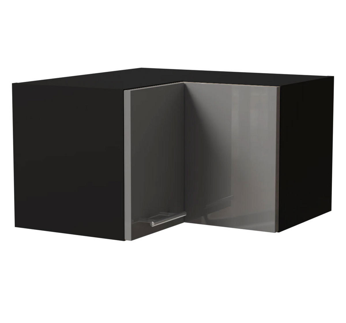 ECKHÄNGESCHRANK Essen W12/60/36 Grau Hochglanz / Schwarz Matt 60 / 60 / 36cm - Schwarz/Grau, Holz/Holzwerkstoff (60/36/60cm) - Feldmann-Wohnen