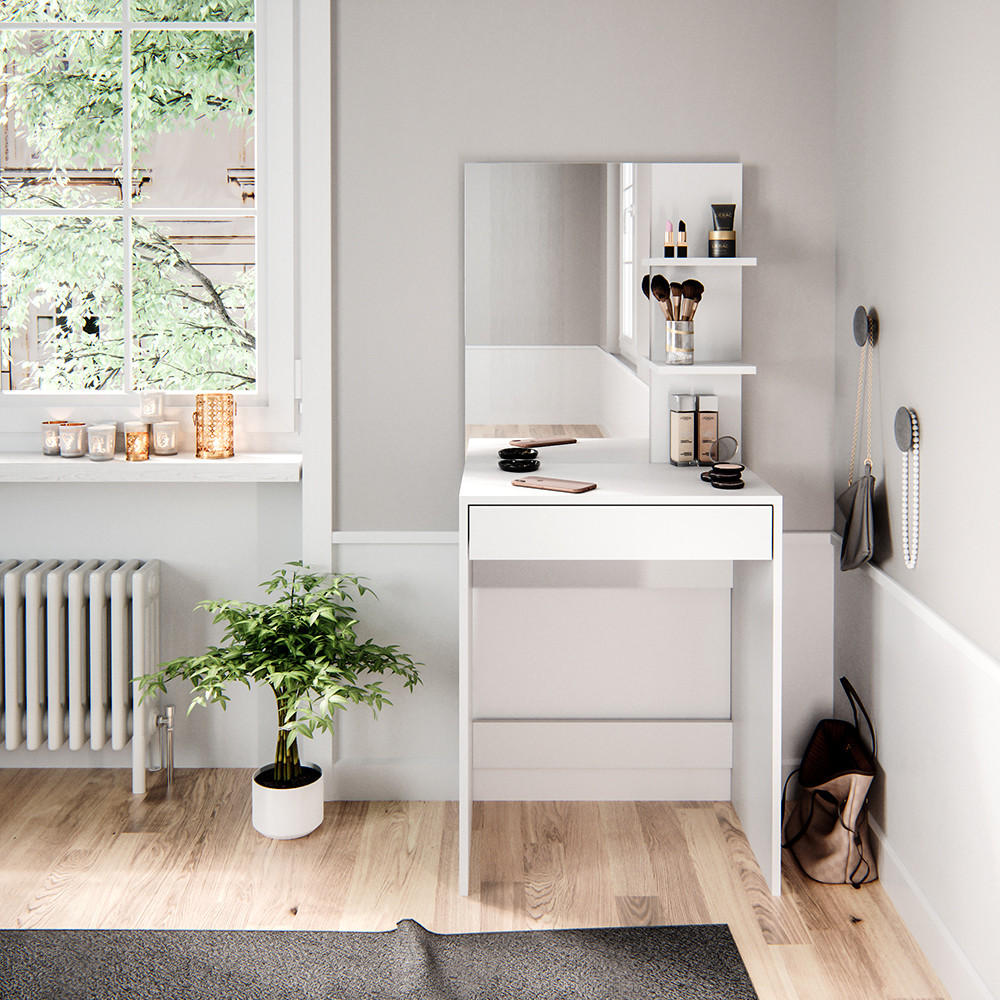 SCHMINKTISCH Isabelle Weiß 60 cm - Weiß, Holzwerkstoff (60/140/40cm) - Vicco