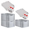 EUROBOX 3x Nextgen Economy Mit Scharnierdeckel Grau/Rot Griffe Offen 65 Liter - Rot, Kunststoff (40/32/60cm) - PROREGAL