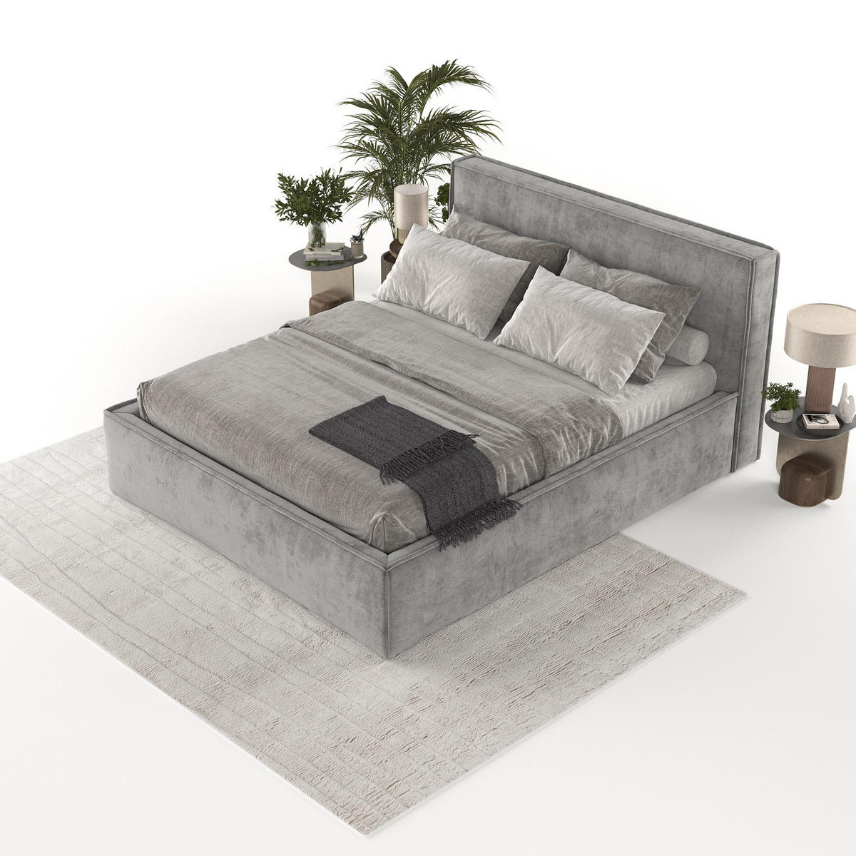 POLSTERBETT Sato mit Stauraum 140/200 cm Stahl im Terra NW Stoff - Dunkelgrau/Schwarz, Holz/Holzwerkstoff (140/200cm) - AltaBeds