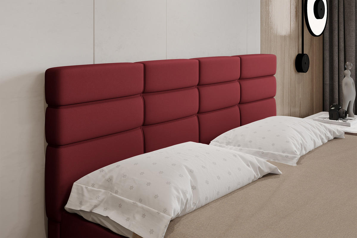 BOXBETT Reve 180 x 200 cm mit Bettkasten und Lattenrost ohne matratze - rot - Hellgrau, Holz (180/206cm) - Panda Möbel