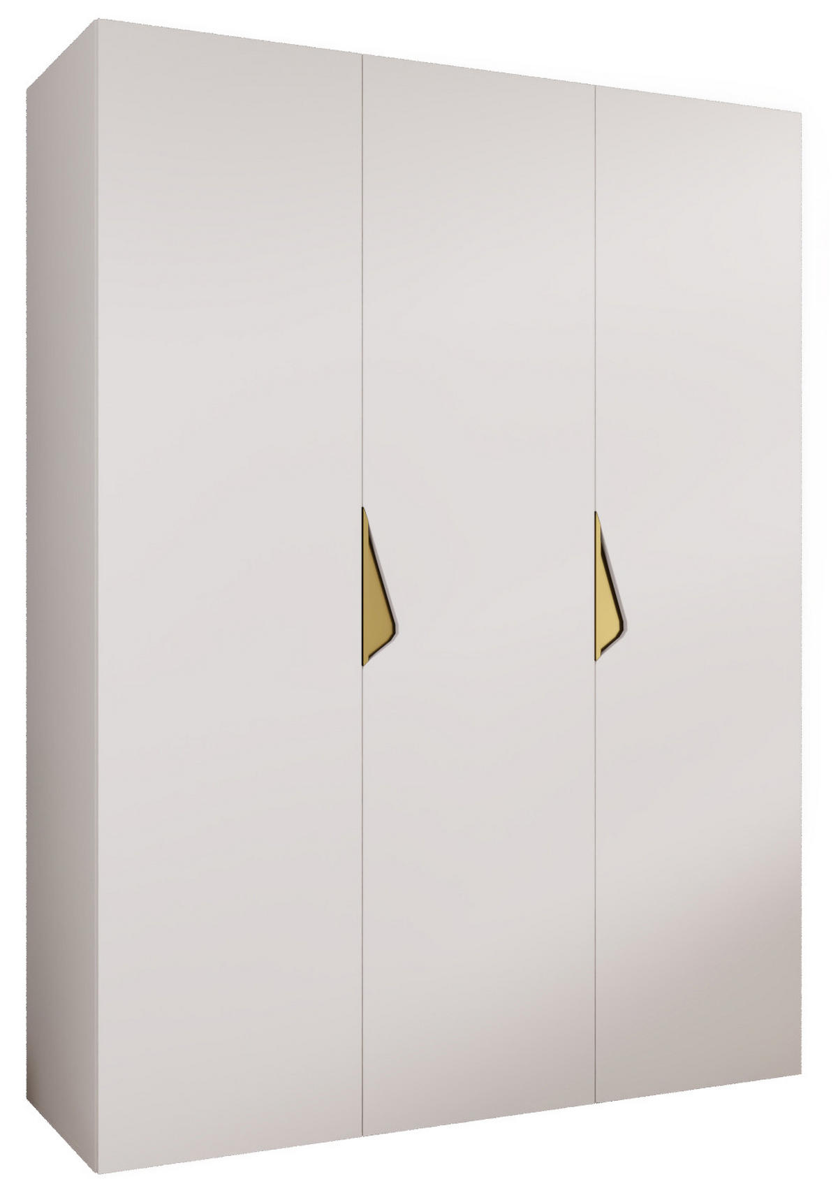 DREHTÜRENSCHRANK 202/150/52 3-türig - Goldfarben/Weiß, Holz/Metall (150/202/52cm) - Abiks Möbel