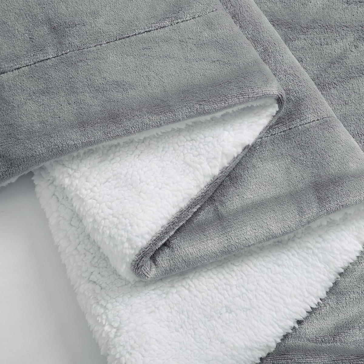 KUSCHELDECKE Sherpa Fleece 220 x 240 cm Grau - Grau, Textil (220/240cm)