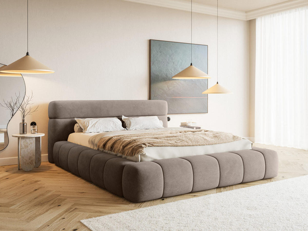 POLSTERBETT Nuuk 200x200 cm, Taupe - Taupe, Textil (200/200cm) - Fedve
