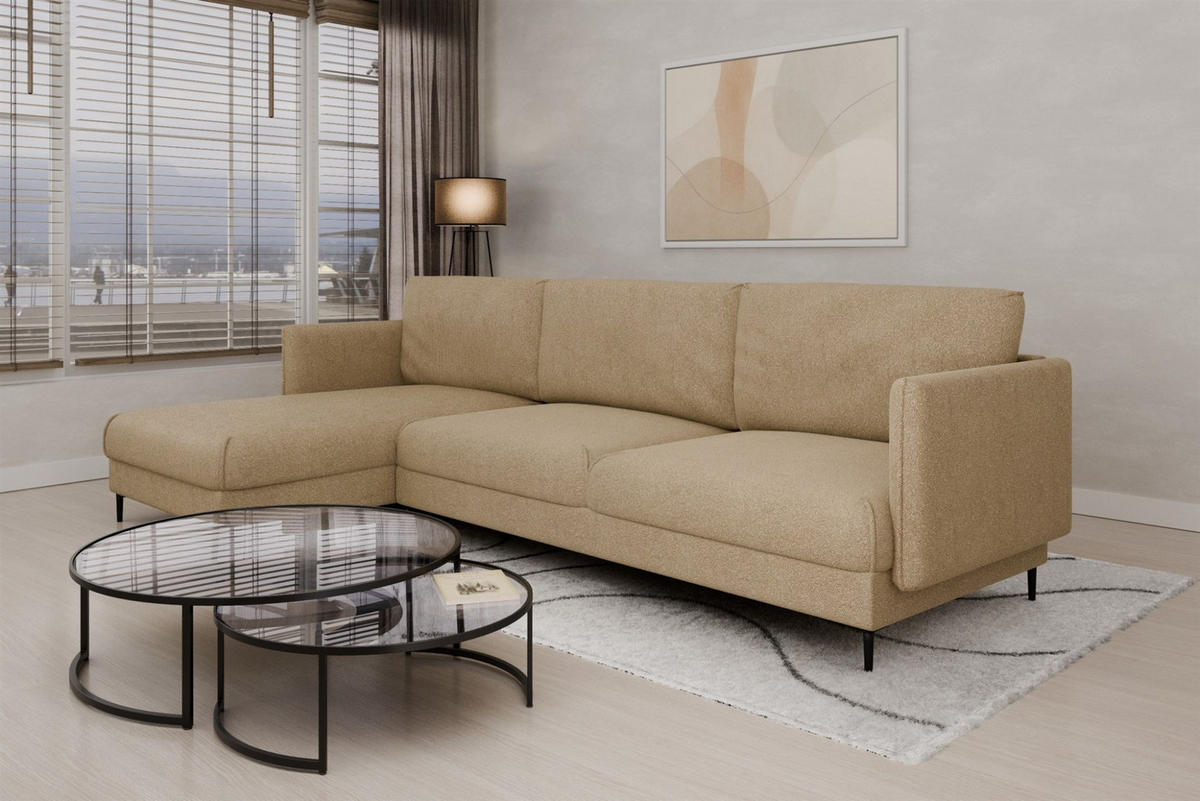 ECKSOFA Helmer Max In Stoff Baloo - Beige, Holzwerkstoff/Textil (164/323cm) - Fun Möbel