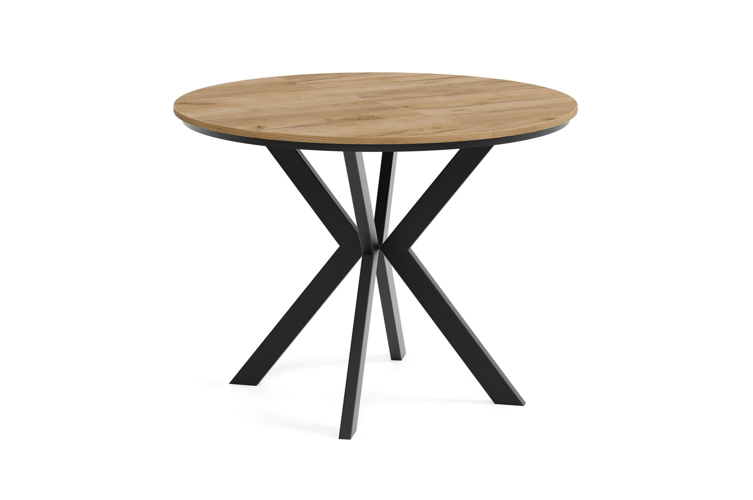 Meblini Esstisch Honigeiche, Schwarz 100x76x100 cm