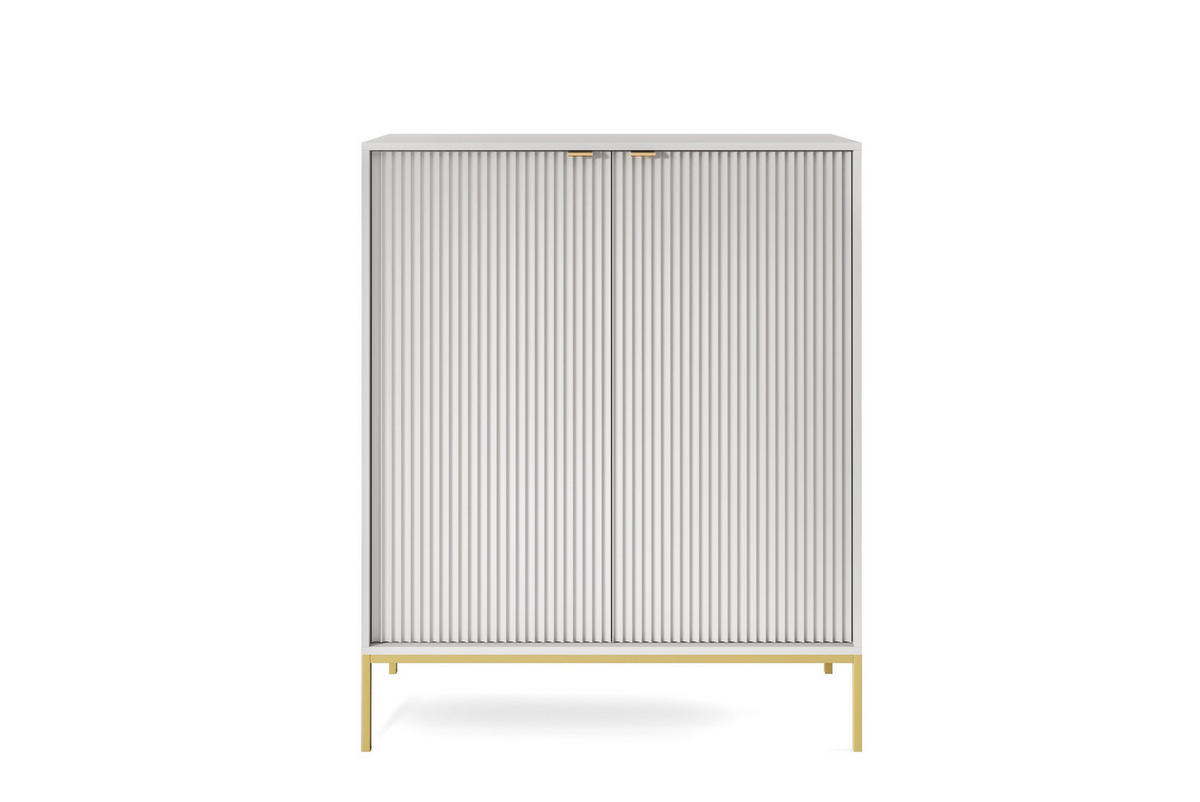 HOCHKOMMODE NOVA Geriffelt, 2-Türen, KOMMODE Schwarz, Goldfüße 104x39x cm Grau - Goldfarben/Graphitfarben, Holzwerkstoff/Kunststoff (104/125/39cm) - DomoHome
