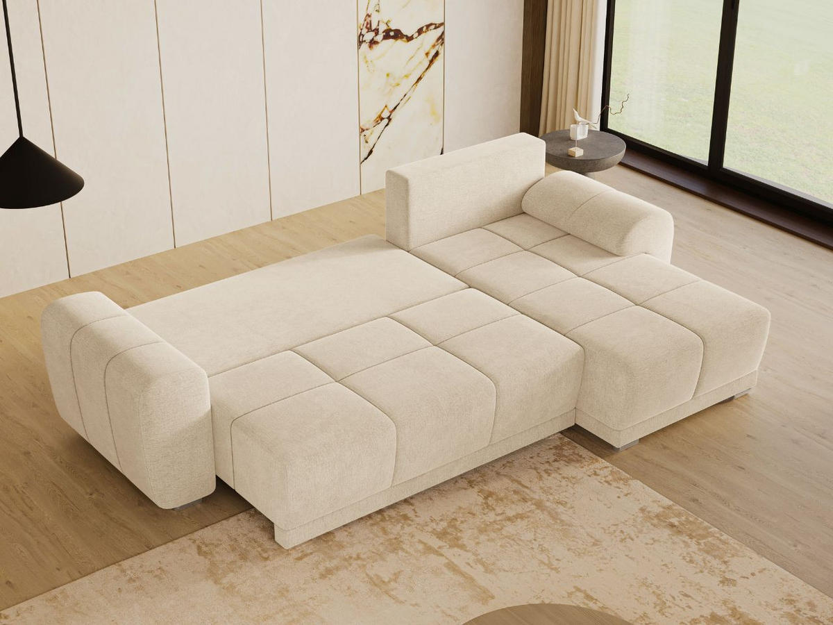 ECKSOFA Monti Beige Rechts - Beige/Silberfarben, Holz/Textil (290/188cm) - Graingold