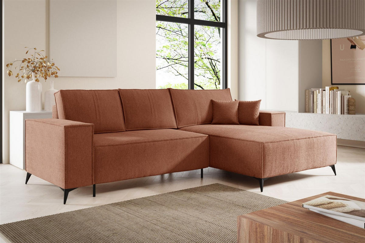 ECKSOFA Fiore - Altrosa, Holzwerkstoff/Textil (294/185cm) - Fun Möbel