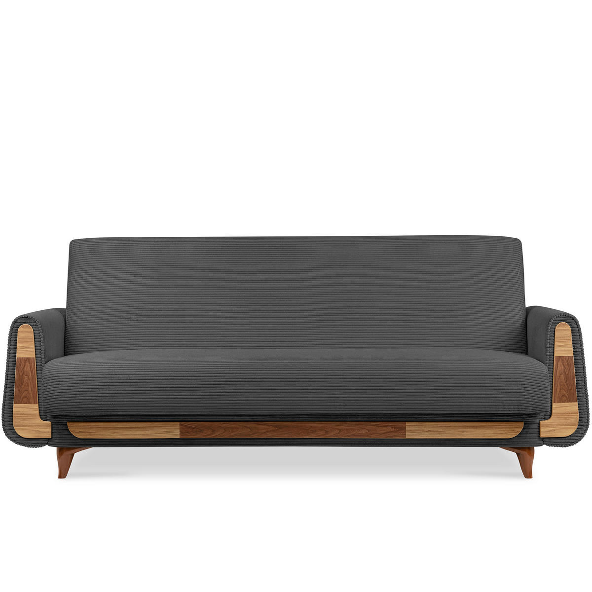 3-SITZER-SCHLAFSOFA GUSTAVO II mit Armlehnen, Dunkelgrau - Dunkelgrau, Holz/Holzwerkstoff (230/98/98cm) - KONSIMO®