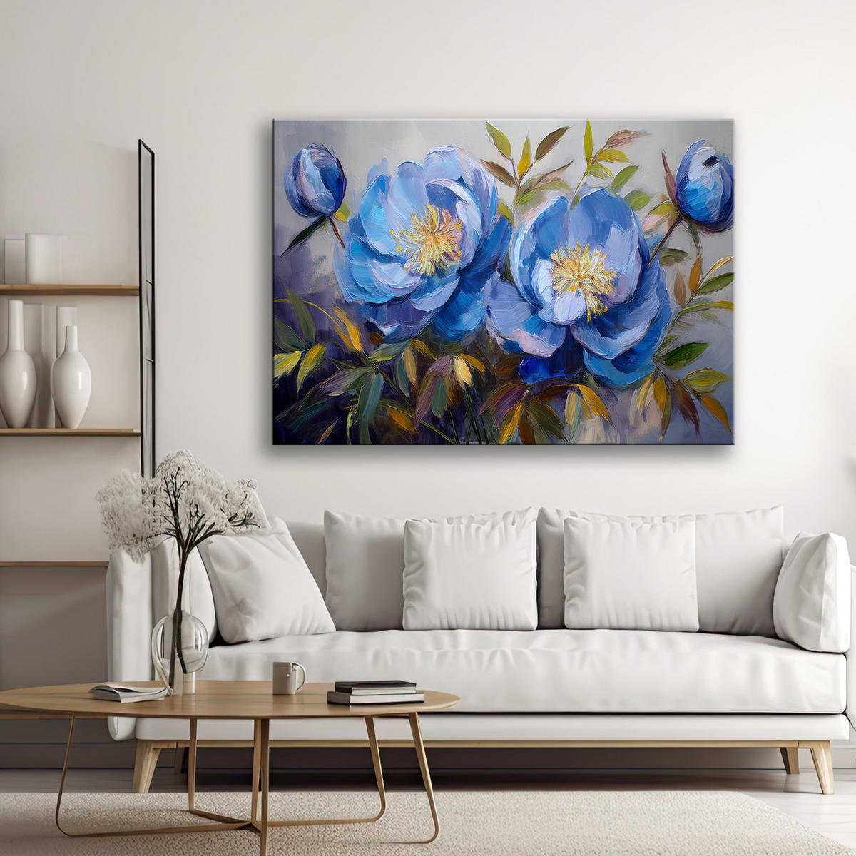 WANDBILD pfingstrosen pfingstrosen blaue blumen - Blau, Textil (60/40cm) - Feeby