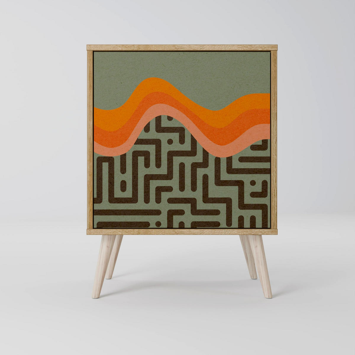 SIDEBOARD SIMPLE SOLUTIONS, Grau, 57,5x42x72,5 cm, Schwarze Metallfüße - Multicolor/Schwarz, Holzwerkstoff/Metall (57.5/72.5/42cm) - SpaceRebels