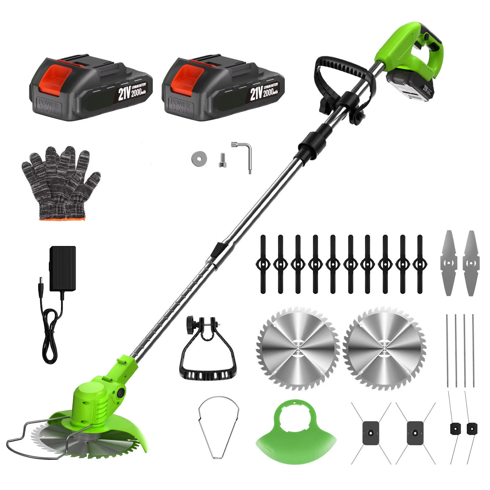 RASENTRIMMER 21V Multifunktion elektrisch, grün - Grün, Metall (15/135cm) - CLTYQ