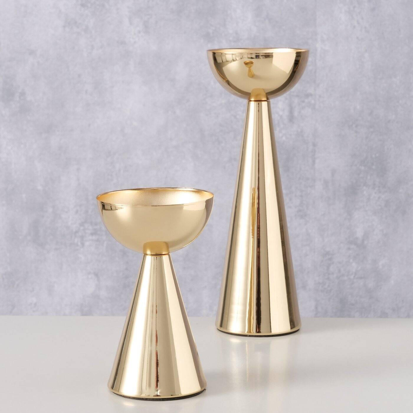 KERZENHALTER Luena 2er-Set - Goldfarben, Metall (9/25/9cm) - Boltze Home