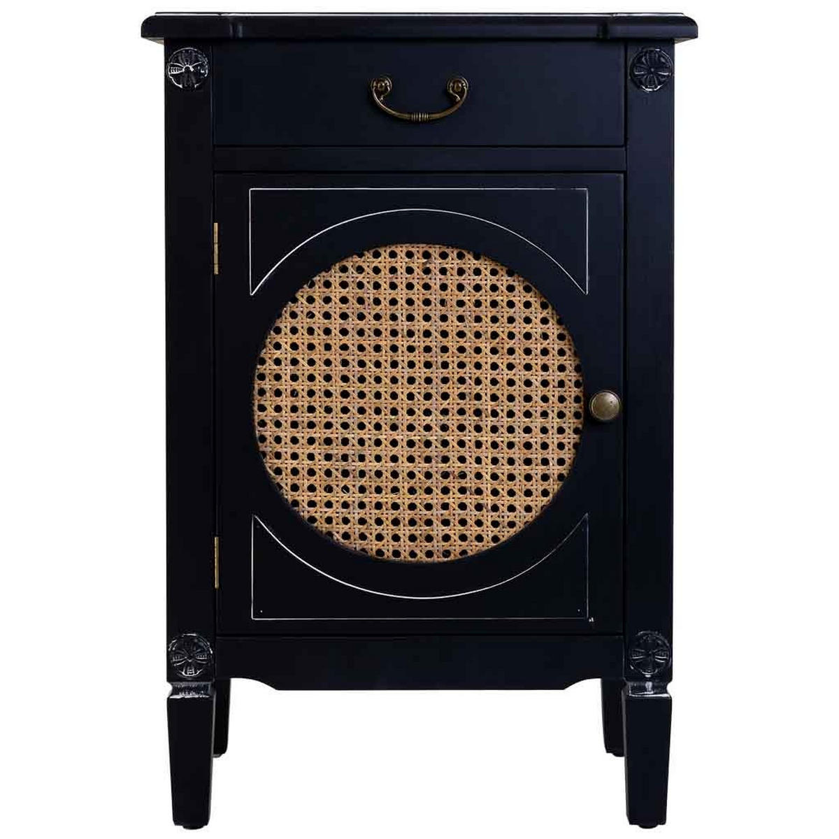 NACHTTISCH aus Holz und Gitter, schwarz, 46x36x68cm - Schwarz, Holz (46/68/36cm) - Wanderlust