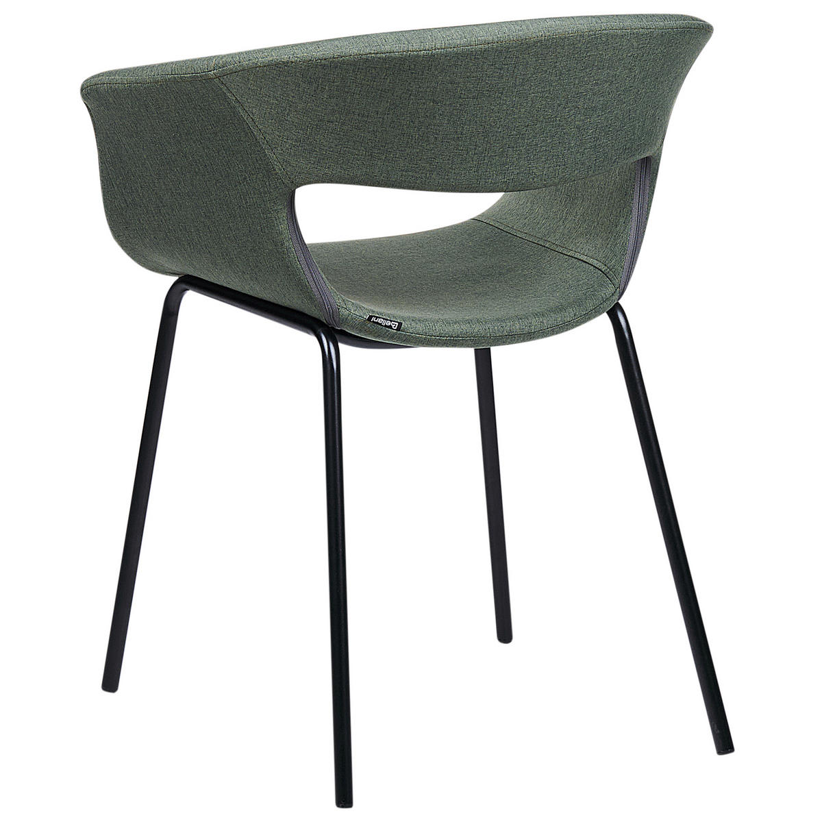 ESSZIMMERSTUHL 2er-Set Stoff dunkelgrün/schwarz Elma - Schwarz/Grün, Textil (63/76/50cm) - Beliani