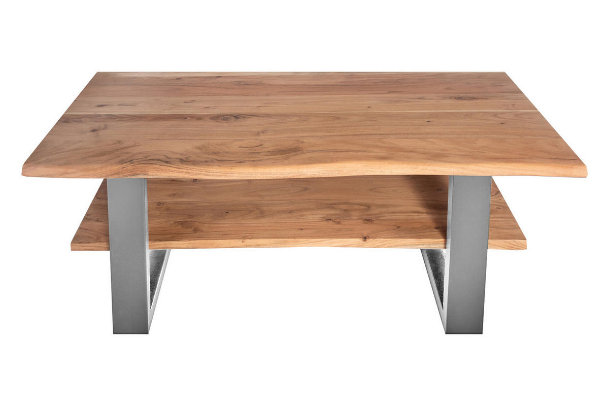 COUCHTISCH PATRICK - Beige/Silberfarben, Holz/Metall (65/115/46cm) - SAM