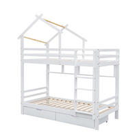 ETAGENBETT 90/200 cm DE-00458, in Weiß, Schubladen und Regalen - Weiß, Holz (90/200cm) - ComfortXL