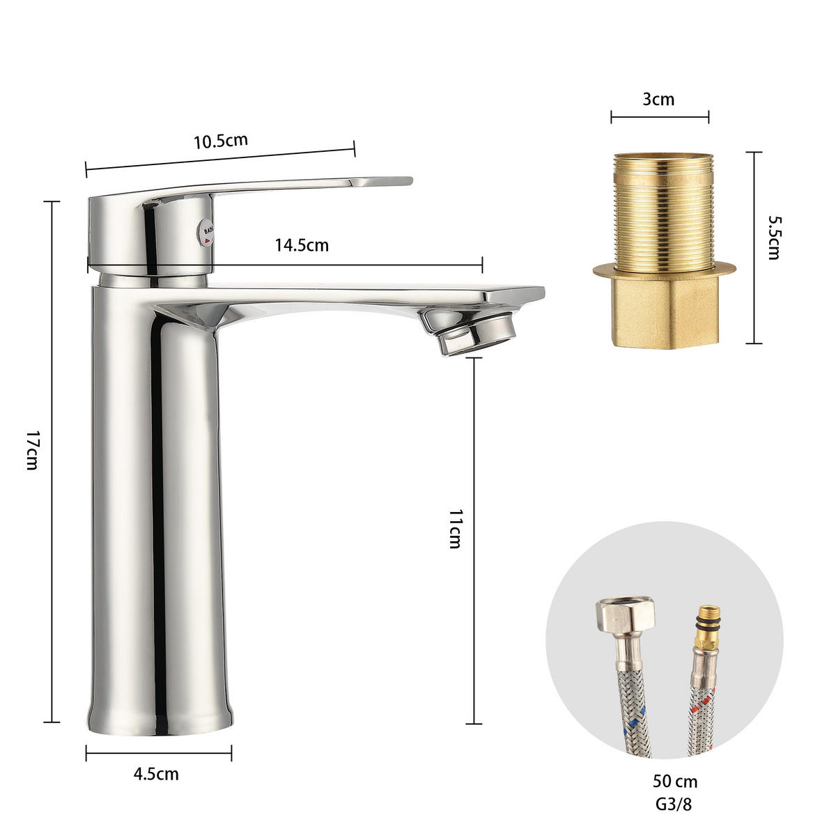 WASCHBECKENARMATUR Chrom Einhebel-Warm-Kalt Mischhahn - Silberfarben, Metall (21/7.3/26.5cm) - SHOPENTRA