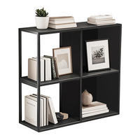 SADA NÁSTĚNNÝCH POLIČEK 4 KS Nostened - černá, kov (27.5/27.5/20cm) - [en.casa]