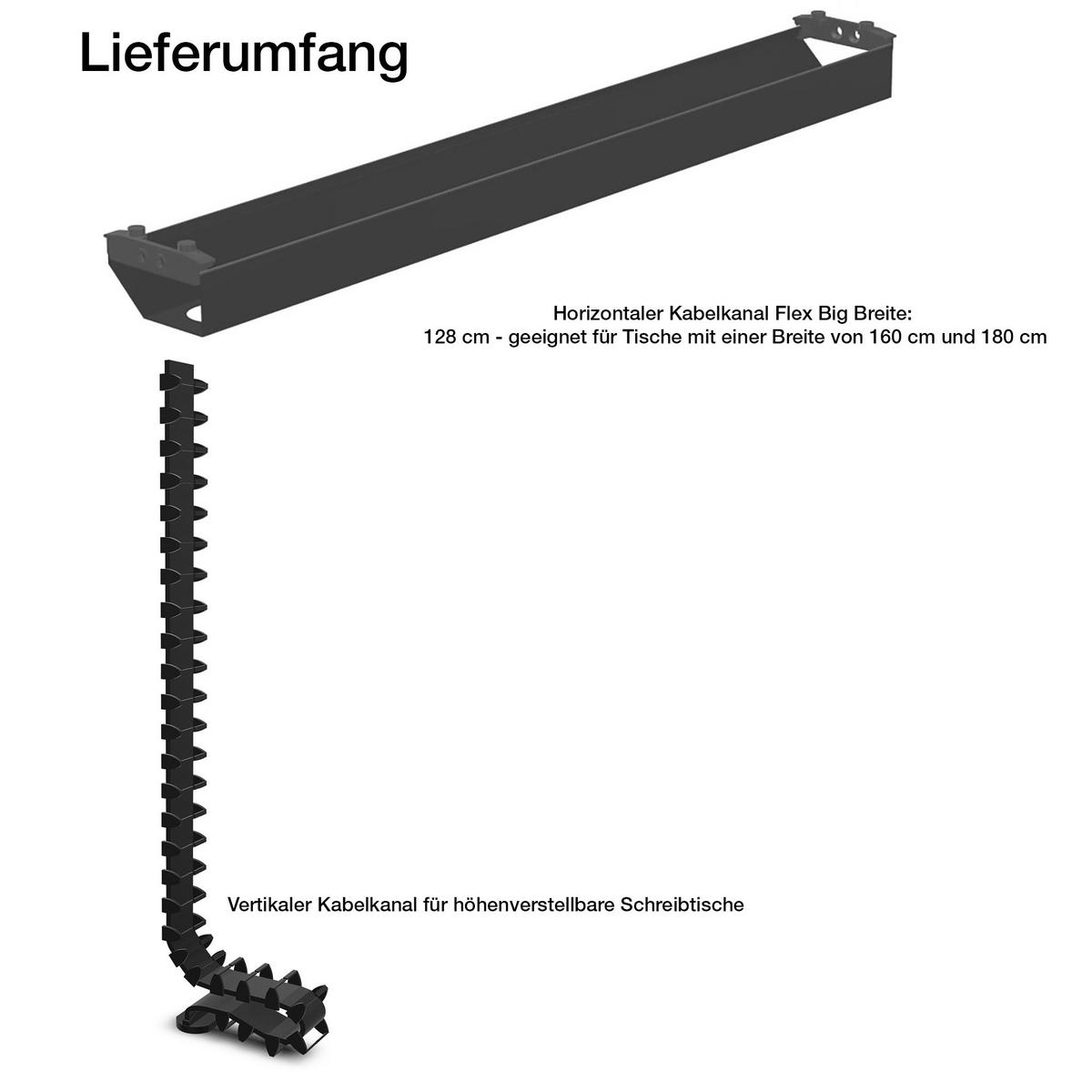 KABELMANAGEMENT-SET Horizontaler Kabelkanal Flex-big + Vertikale Kabelführung / Plus Vertikale Kabelführung Schwarz 1280mm - Schwarz, Metall (16/128/10cm) - ASSMANN