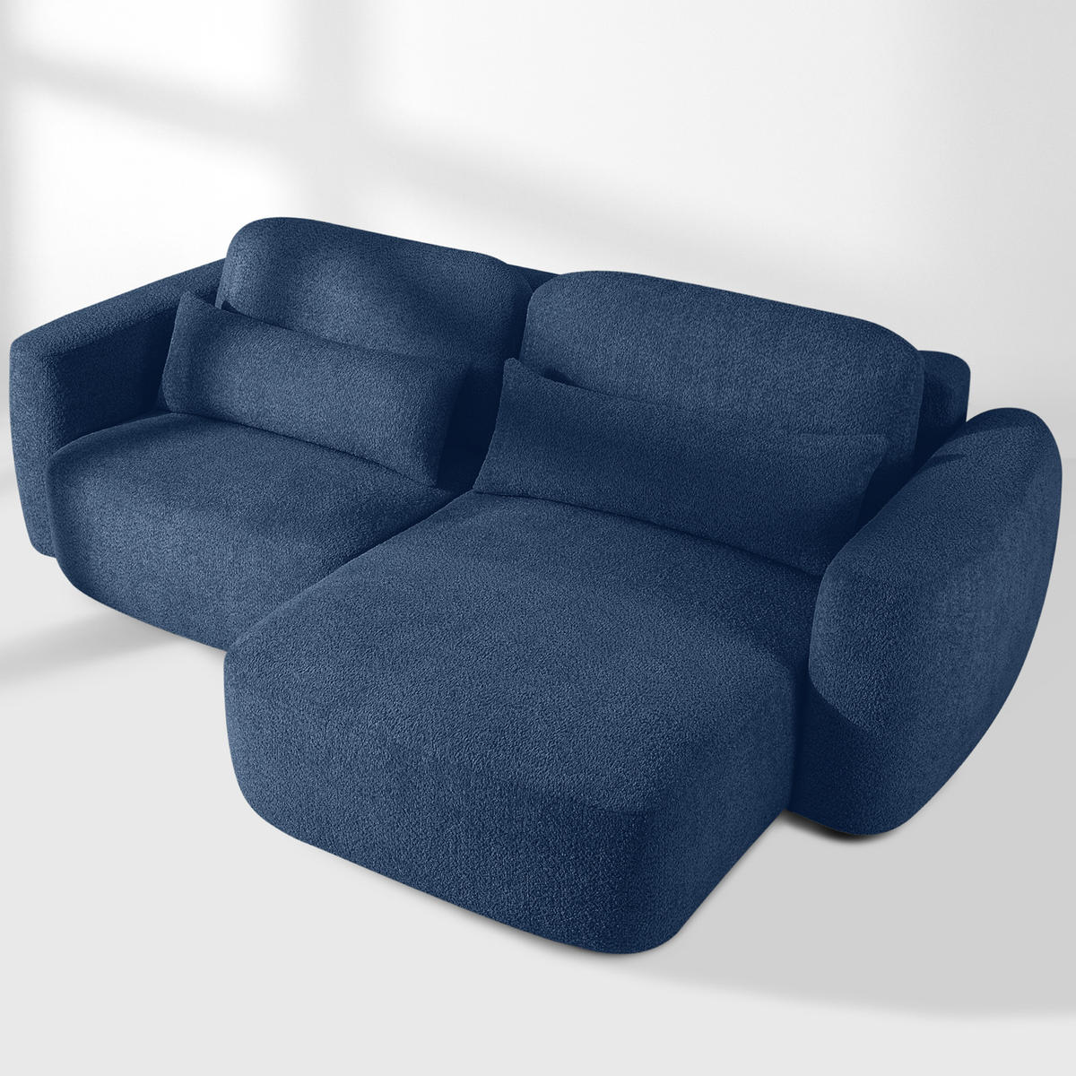 ECKSOFA rechts ELOSA - Dunkelblau, Holz/Textil (245/165cm) - KONSIMO®