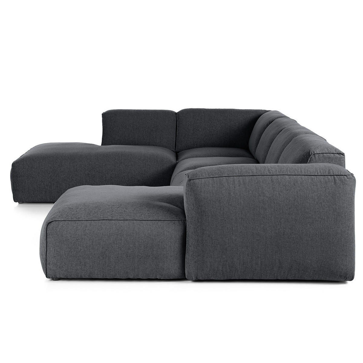 WOHNLANDSCHAFT mit Longchair - Schwarz/Grau, Kunststoff/Textil (325/71/235cm) - home24