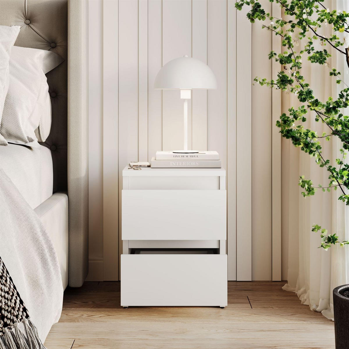 NACHTTISCH HANA M2 Weiß - Weiß, Holzwerkstoff (30/40/30cm) - Lookway