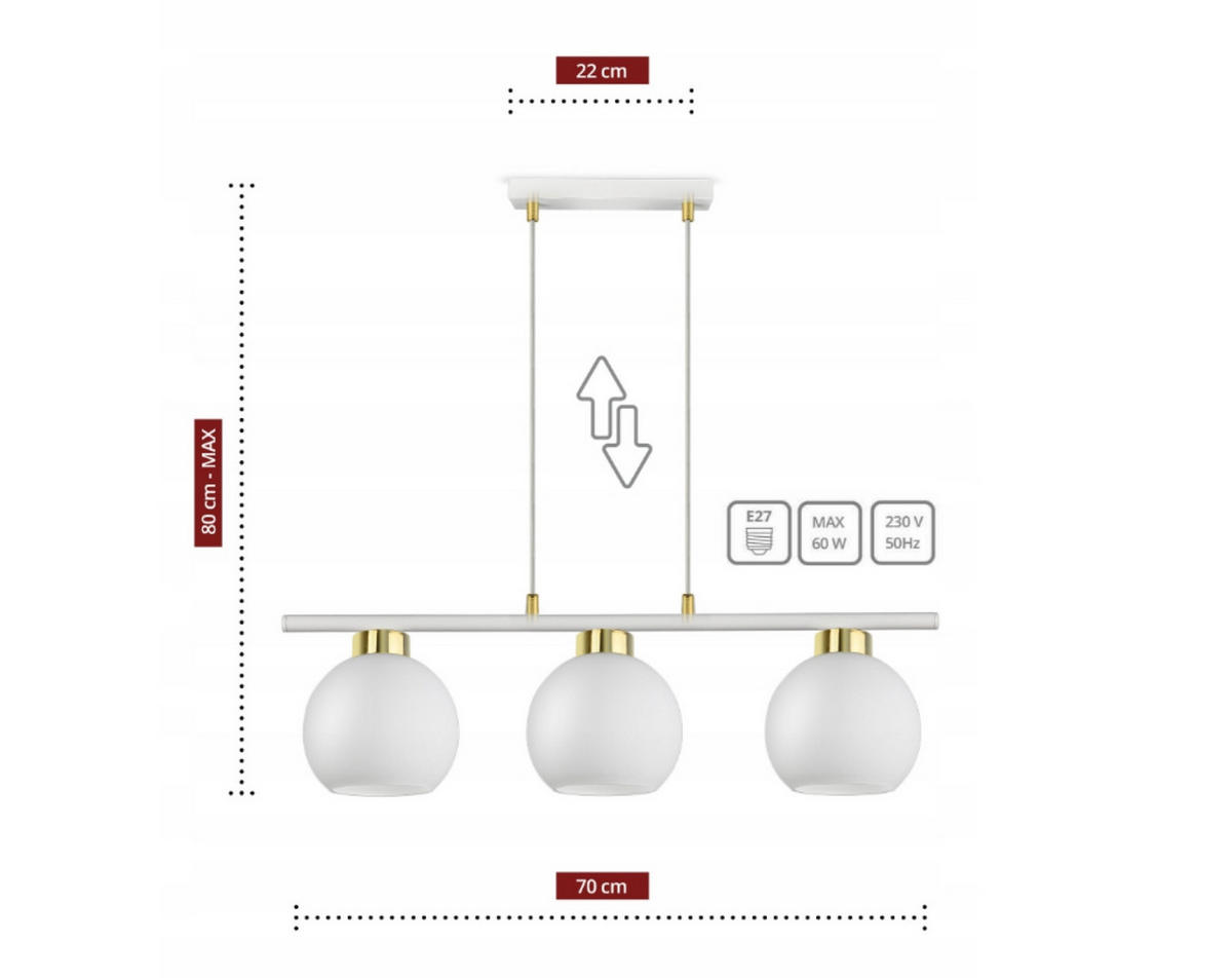PENDELLEUCHTE GOLDGLAS - Goldfarben/Weiß, Glas/Metall (14/70/80cm) - kiki design