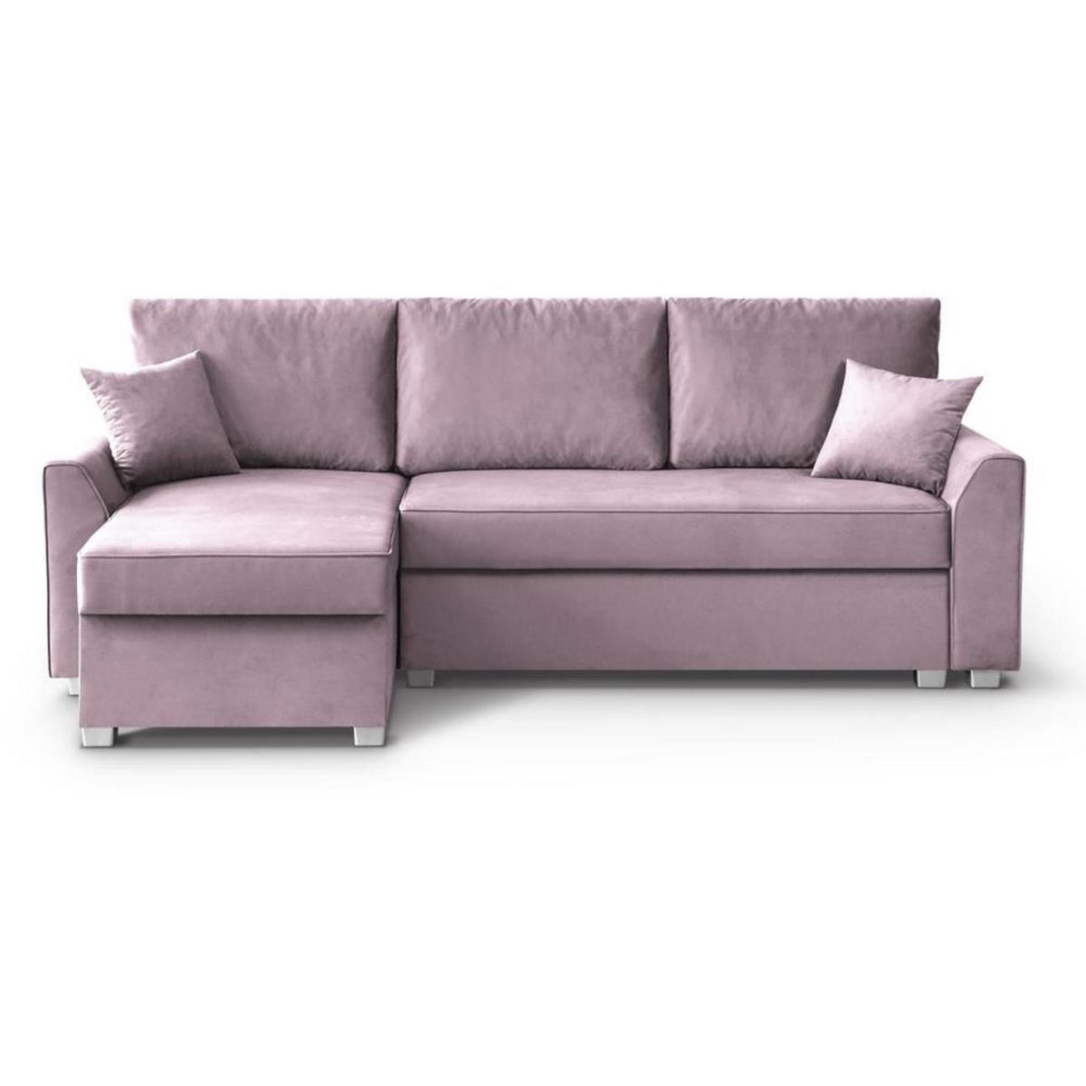 ECKSCHLAFSOFA Teramo rosa - Schwarz/Rosa, Kunststoff/Textil (235/150cm) - Beautysofa