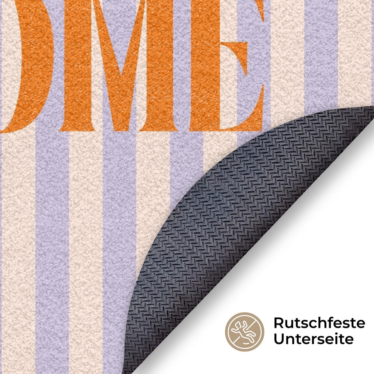 FUSSMATTE Lila – Orange – Streifen – Startseite 120x120 cm - Flieder, Kunststoff (120/0.4cm) - MuchoWow