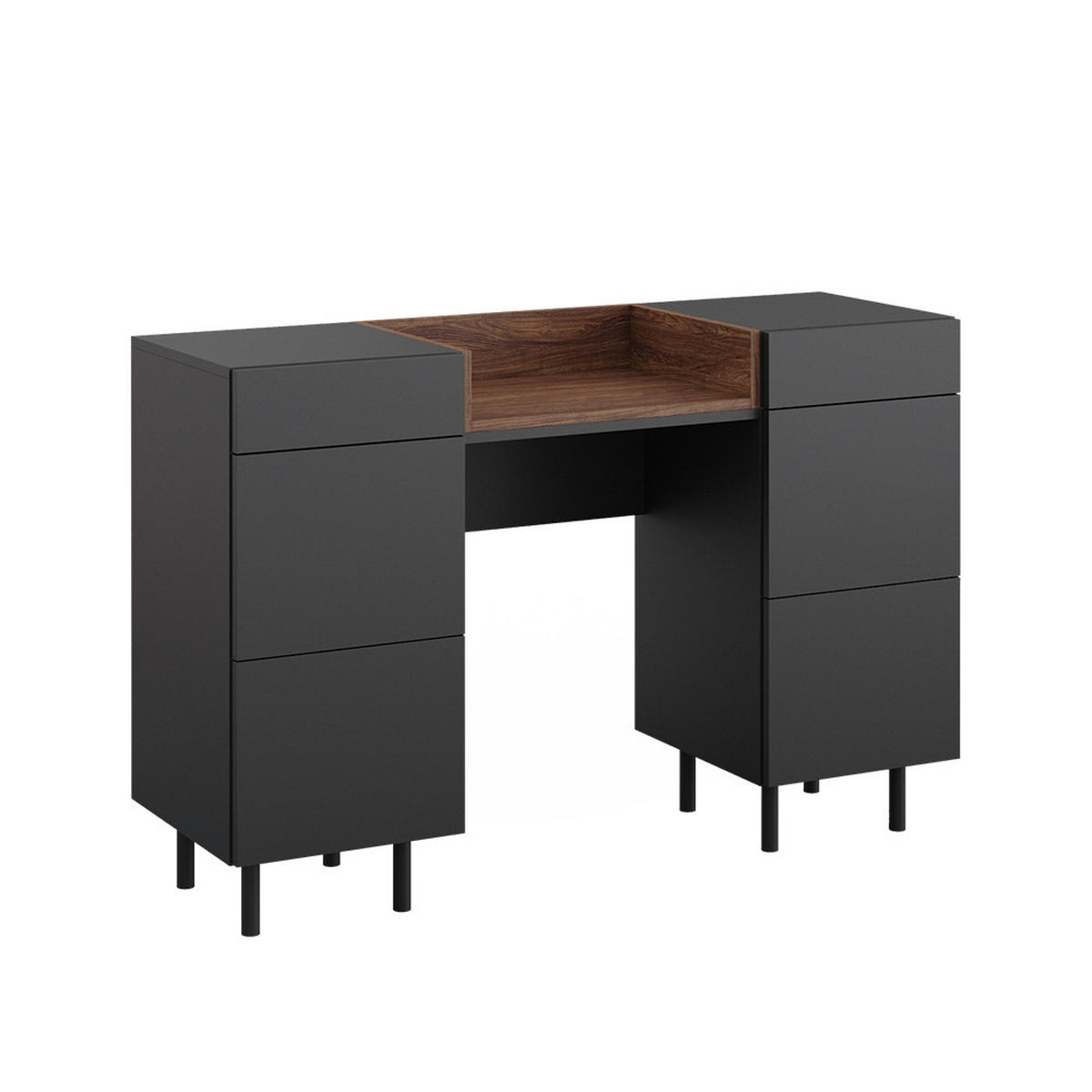KONSOLENTISCH Anika Anthrazit 120 cm mit 6 Schubladen - Anthrazit/Walnussfarben, Holzwerkstoff (40/120/80cm) - Vicco