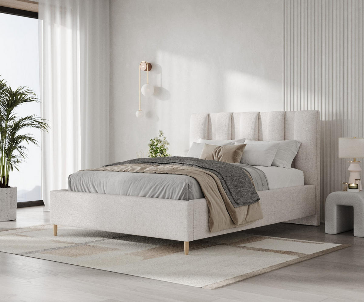 POLSTERBETT Loom 160/200 cm Hellbeige im Neve Stoff - Sandfarben/Naturfarben, Holz/Holzwerkstoff (160/200cm) - AltaBeds
